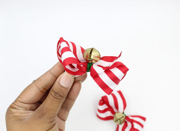 Jingle Bell Hair Bows French Barrettes I The Enchanted Magnolia