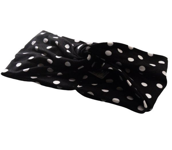 Black White Polka Dot Twist Knot Headband I The Enchanted Magnolia