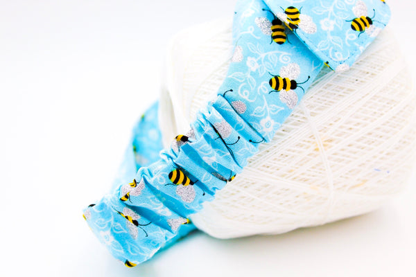 Girls Blue Bumblebee Print Top Knot Headband I The Enchanted Magnolia