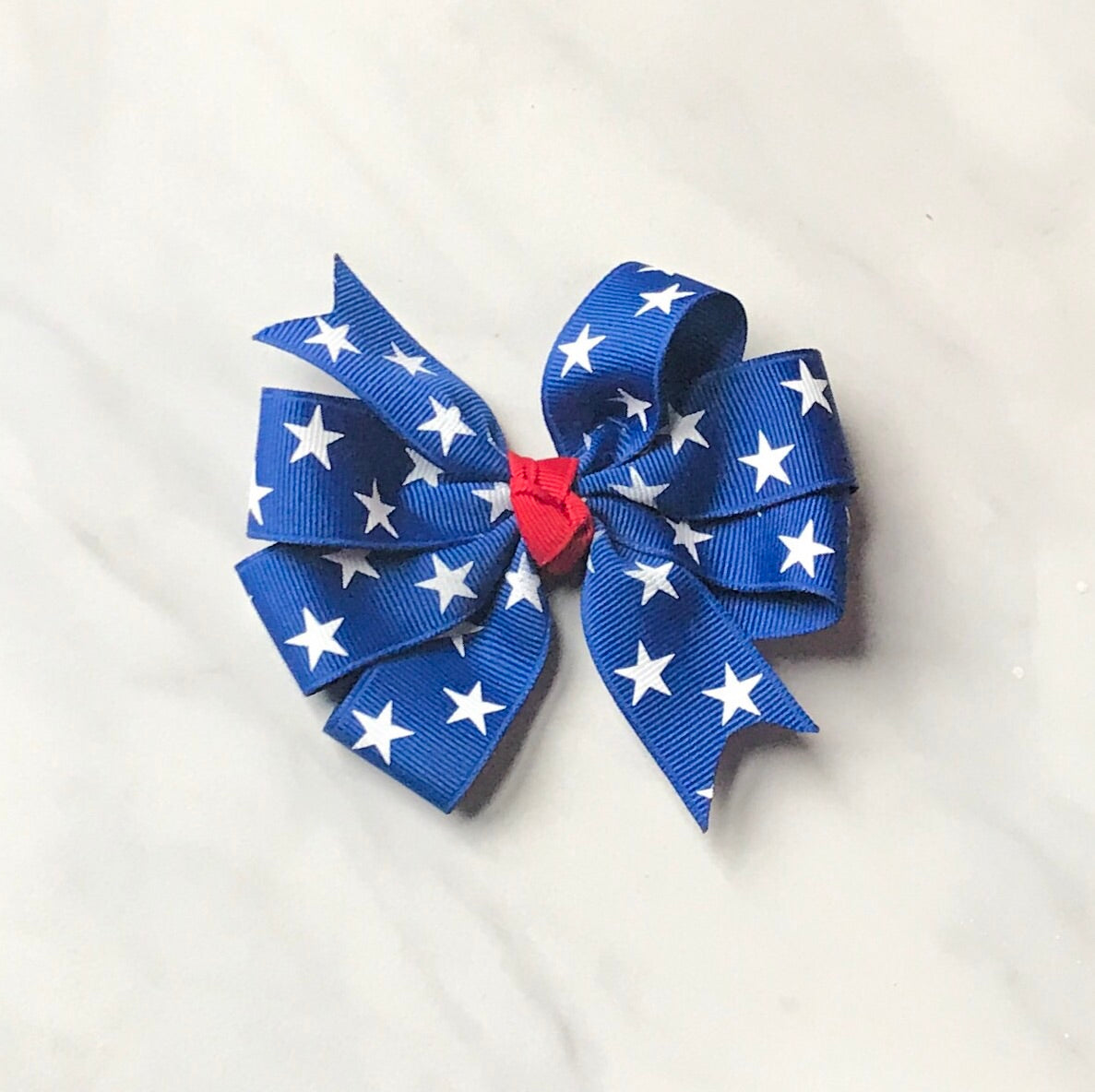 Girls Patriotic Royal Blue Triple Loop Hair Bow I The Enchanted Magnolia