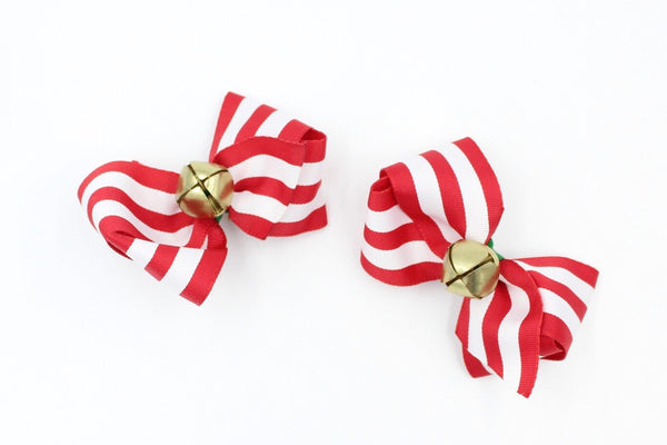 Jingle Bell Hair Bows French Barrettes I The Enchanted Magnolia