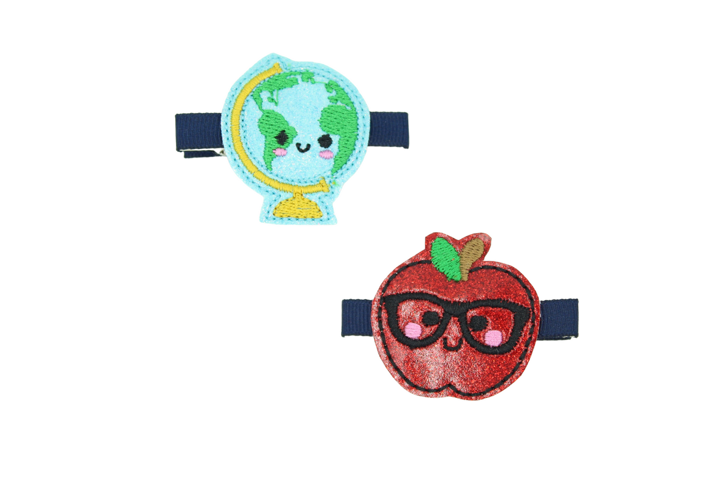 Apple and Globe Barrette Clips I The Enchanted Magnolia