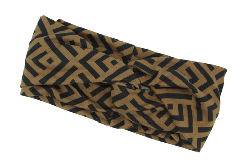 Brown and Black Geometrical Twist Knot Headband I The Enchanted Magnolia