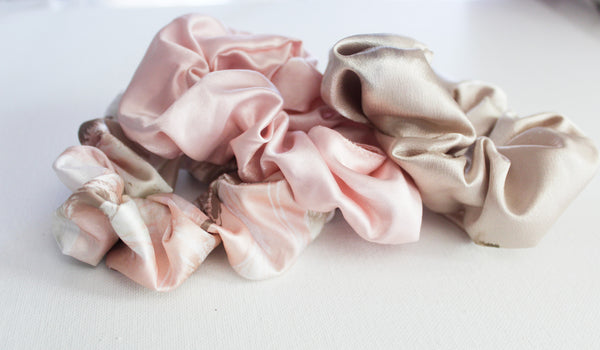 Satin Feather Printed Hair Scrunchie Set I The Enchanted Magnolia