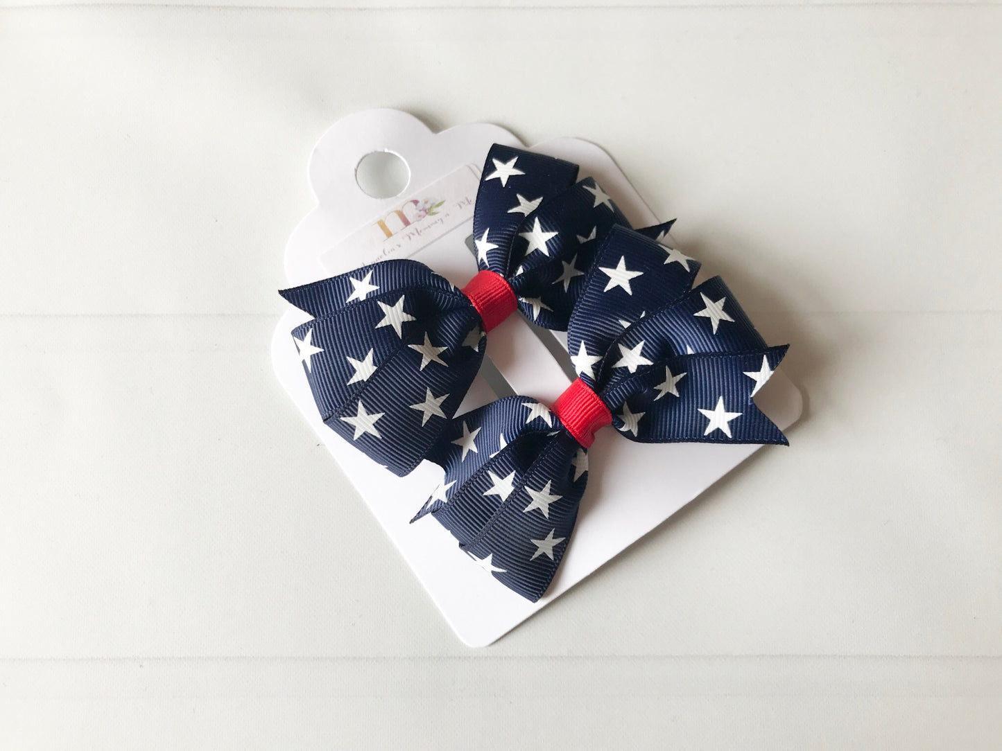 Navy Blue Patriotic Hair Bows I The Enchanted Magnolia