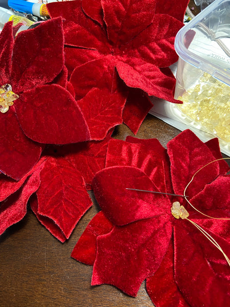 Red Poinsettia Hair Clip I The Enchanted Magnolia