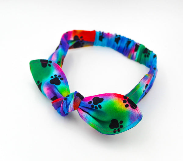 Girls Rainbow Animal Paw Print Top Knot Headband I The Enchanted Magnolia