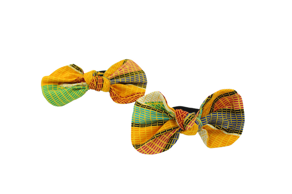Ankara Orange Multi Color Top Knot Ponytail Hair Bows I The Enchanted Magnolia