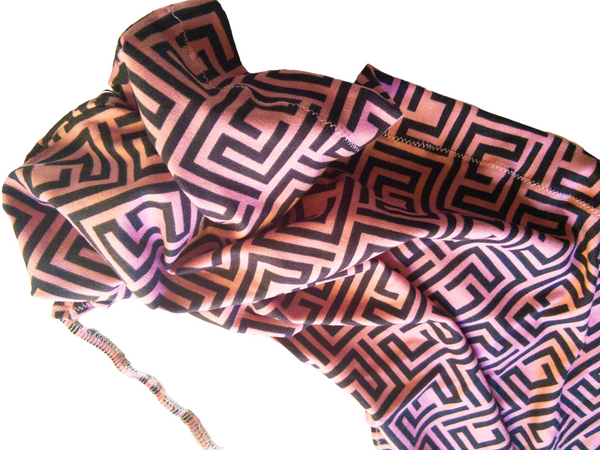 Pink and Black Geometric Print Knit Headwrap
