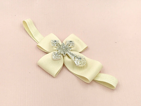 Baby Girls Rhinestone Cross Headband I The Enchanted Magnolia