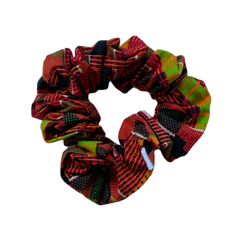 Red Traditional Kente Scrunchie I The Enchanted Magnolia