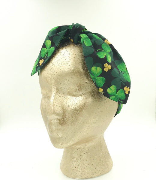 Irish Green Clover Top Knot Headband Set I The Enchanted Magnolia