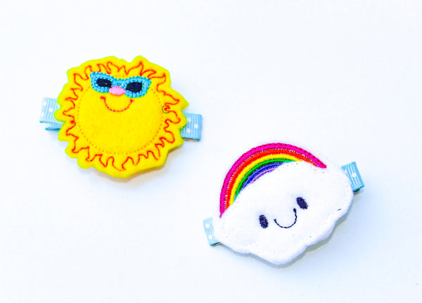 Happy Sunshine and Rainbow Barrette Set - The Enchanted Magnolia