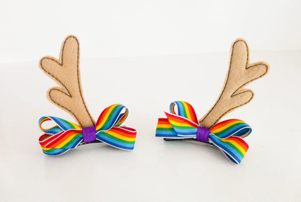 Rainbow Woodland Deer Antler Hair Clips I The Enchanted Magnolia