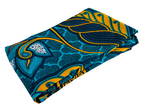 Teal Green, Yellow, and White Ankara Head Wrap I The Enchanted Magnolia