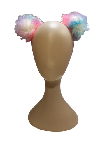 Large Pom Pom Headband - Pink, Blue, White Multi - The Enchanted Magnolia