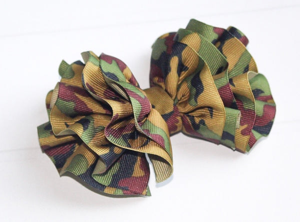 Camo Wavy Hair Bow I The Enchanted Magnolia