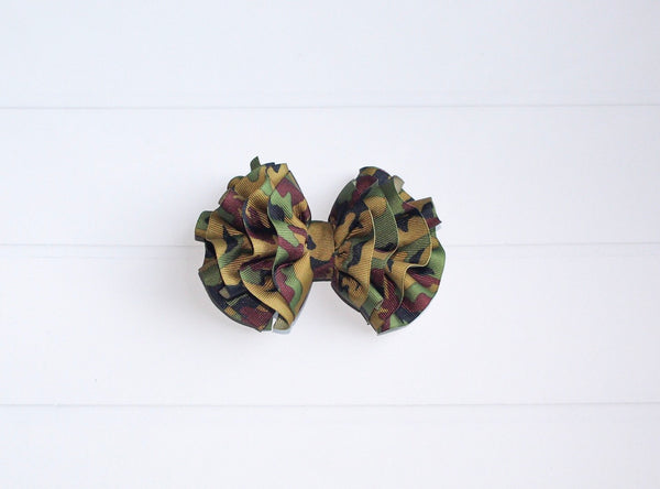 Camo Wavy Hair Bow I The Enchanted Magnolia