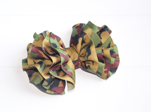 Camo Wavy Hair Bow I The Enchanted Magnolia