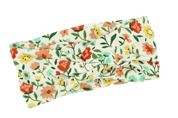 Floral-Print-on-White-Twisted-Turban-Headband-image3
