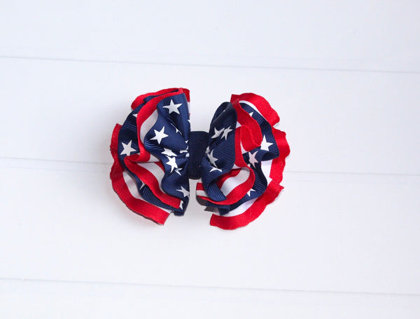 Stars and Stripes Wavy Hair Bow I The Enchanted Magnolia