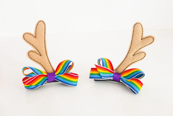 Rainbow Woodland Deer Antler Hair Clips I The Enchanted Magnolia