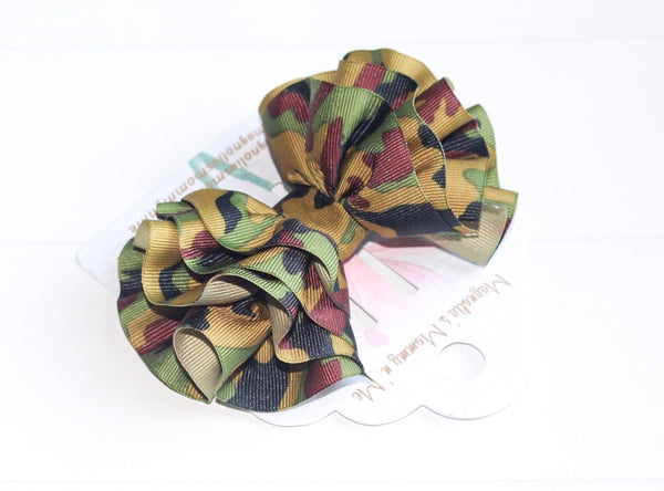 Camo Wavy Hair Bow I The Enchanted Magnolia