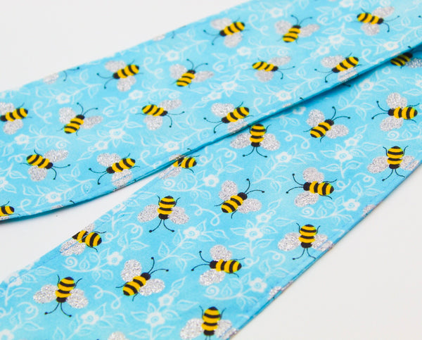 Blue Bumblebee Print Top Knot Headband Set I The Enchanted Magnolia