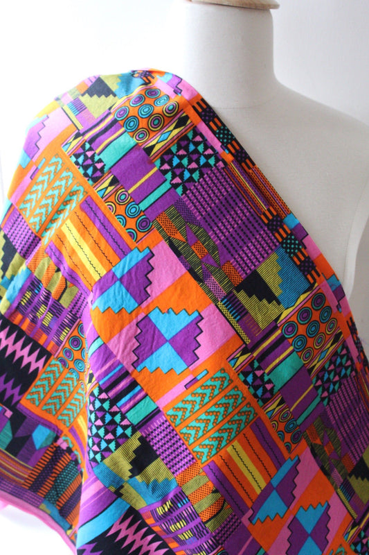 Girls Hot Pink Kente Cloth Print Top Knot Headband I The Enchanted Magnolia
