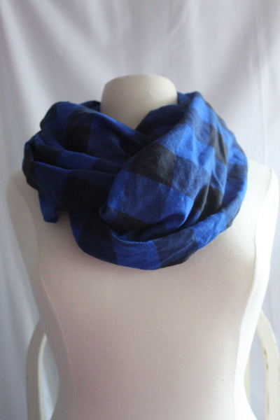 Olympian Blue and Black Buffalo Check Infinity Scarf I The Enchanted Magnolia