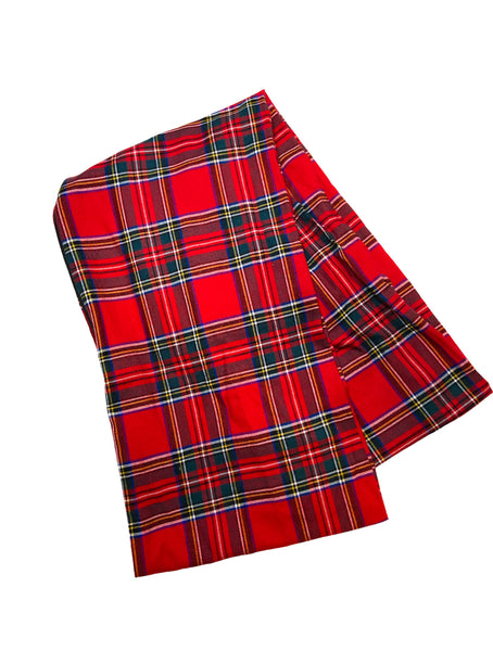 Barbados Cherry, Blue and Sea Moss Tartan Plaid Flannel Zippered Pocket Infinity Scarf I The Enchanted Magnolia