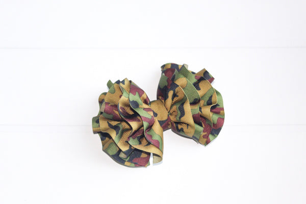 Camo Wavy Hair Bow I The Enchanted Magnolia