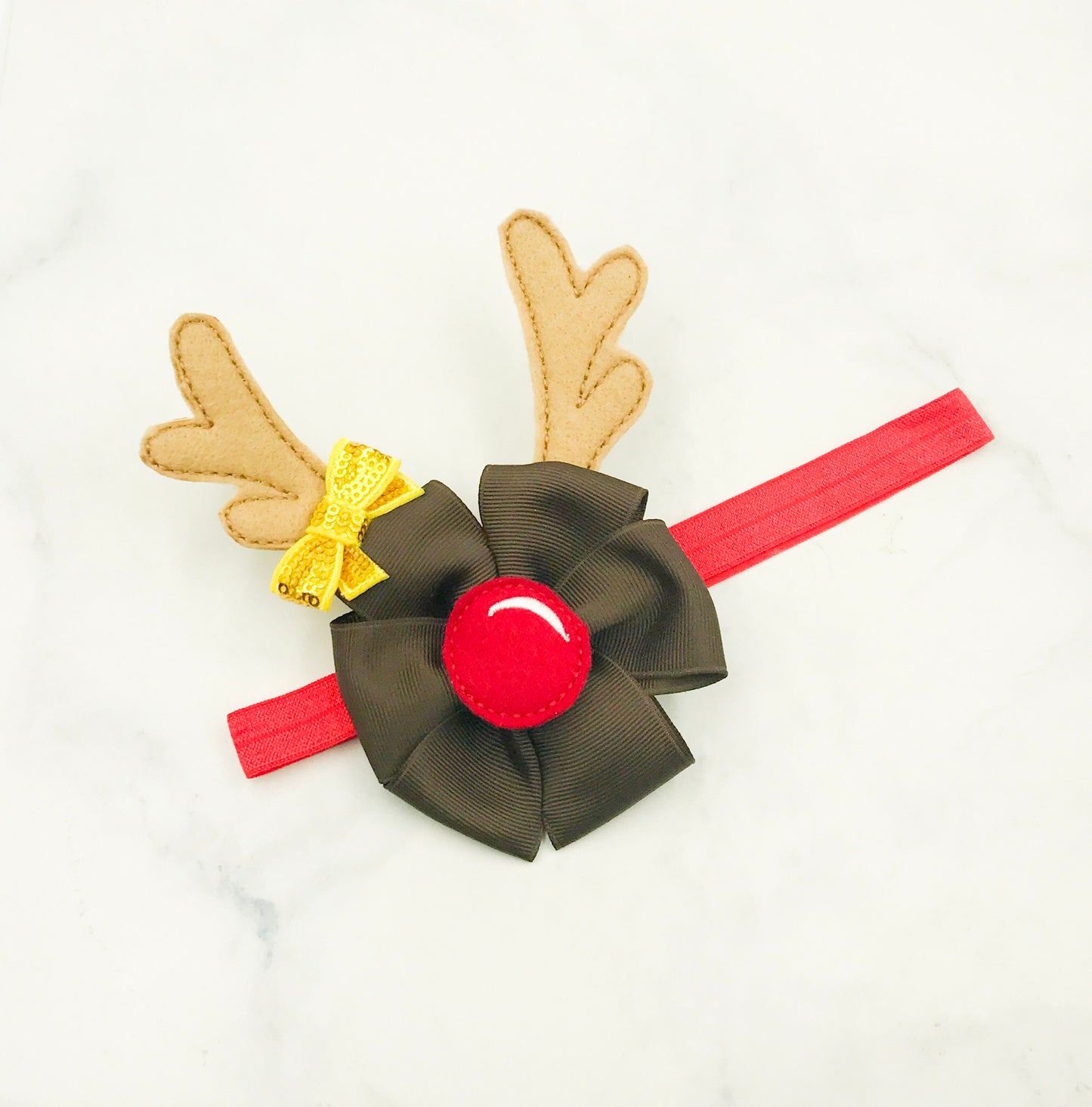 Baby Reindeer Pinwheel Headband I The Enchanted Magnolia