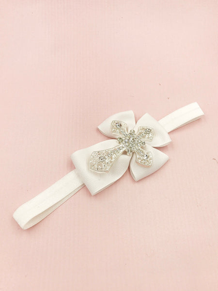 Baby Girls Rhinestone Cross Headband I The Enchanted Magnolia