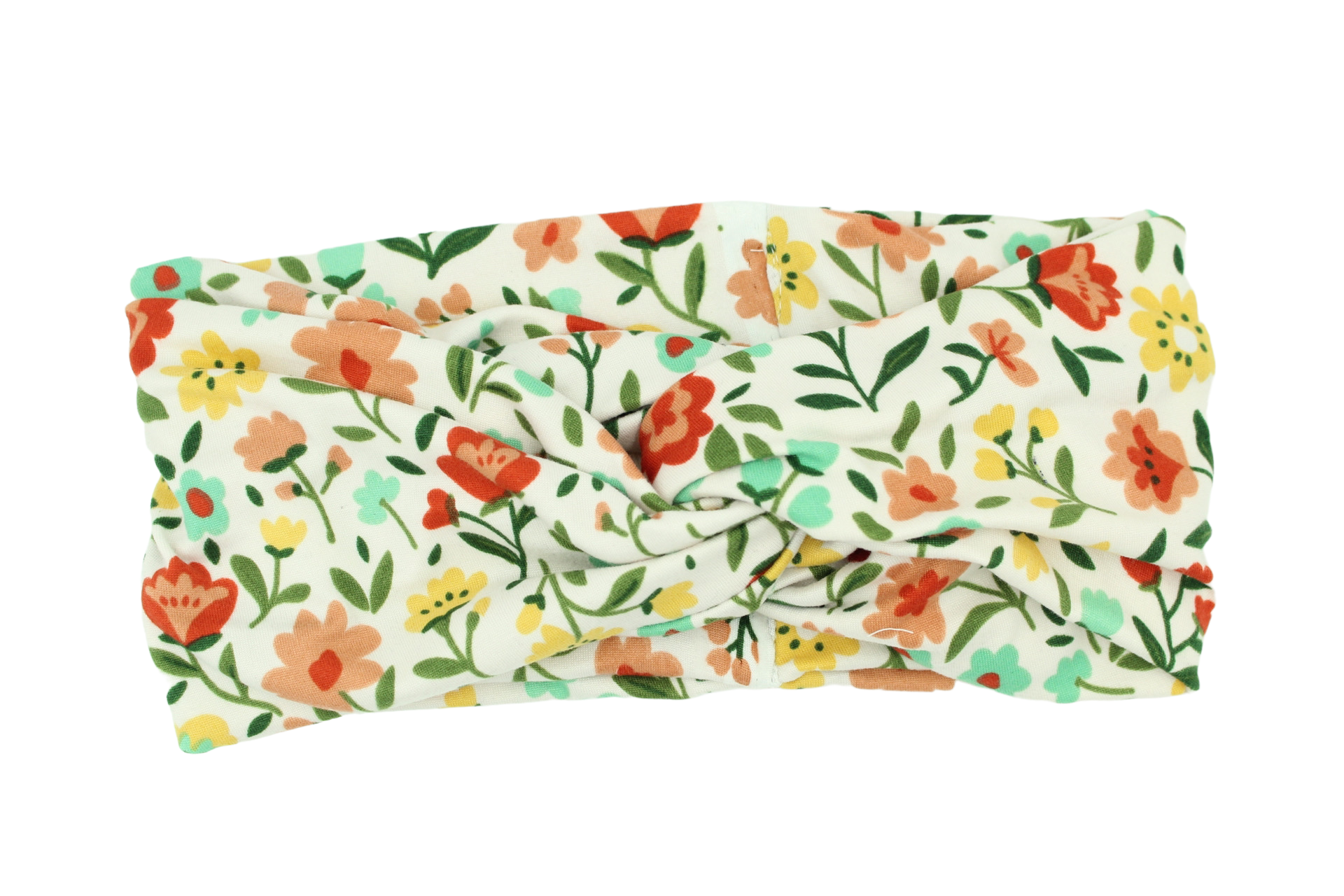 Floral-Print-on-White-Twisted-Turban-Headband