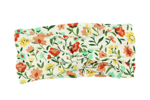 Floral-Print-on-White-Twisted-Turban-Headband