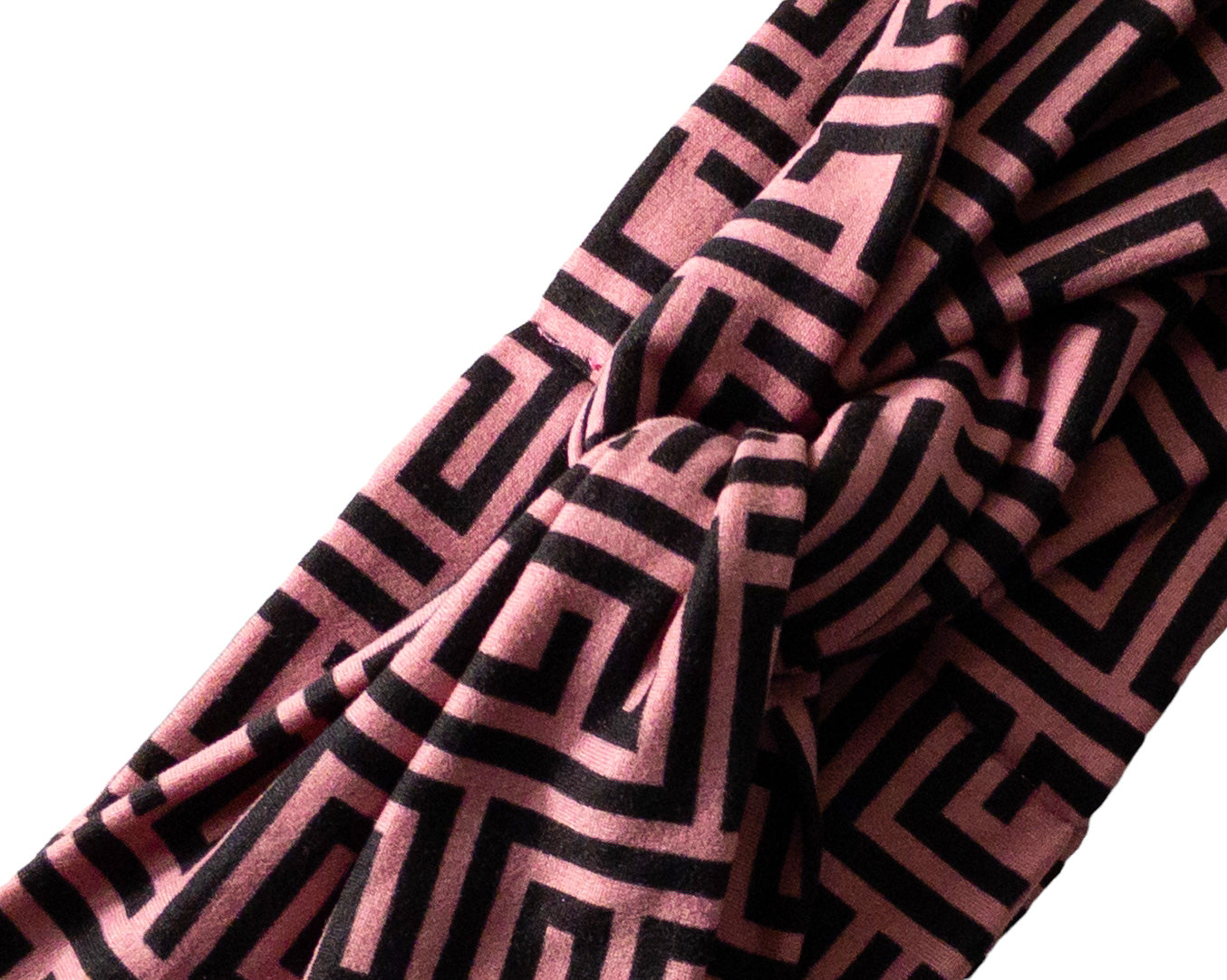 Pink and Black Geometrical Twist Knot Headband I The Enchanted Magnolia