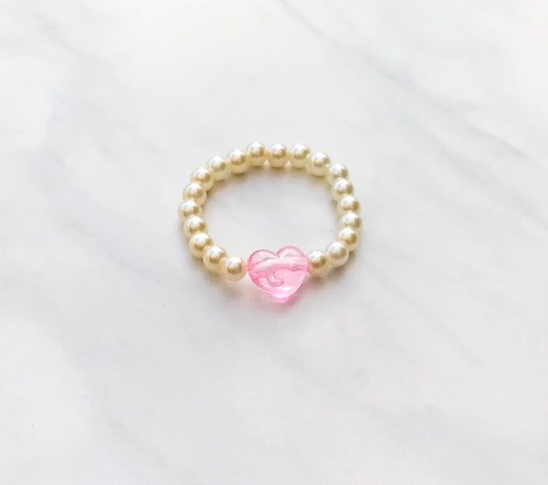 Girls Pink Heart Pearl Bracelet I The Enchanted Magnolia