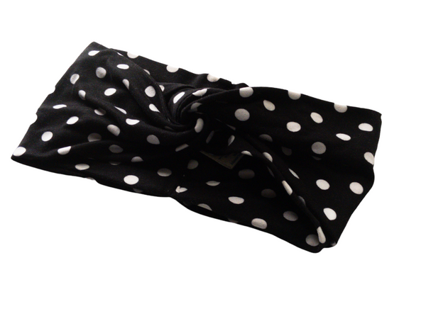 Black White Polka Dot Twist Knot Headband I The Enchanted Magnolia