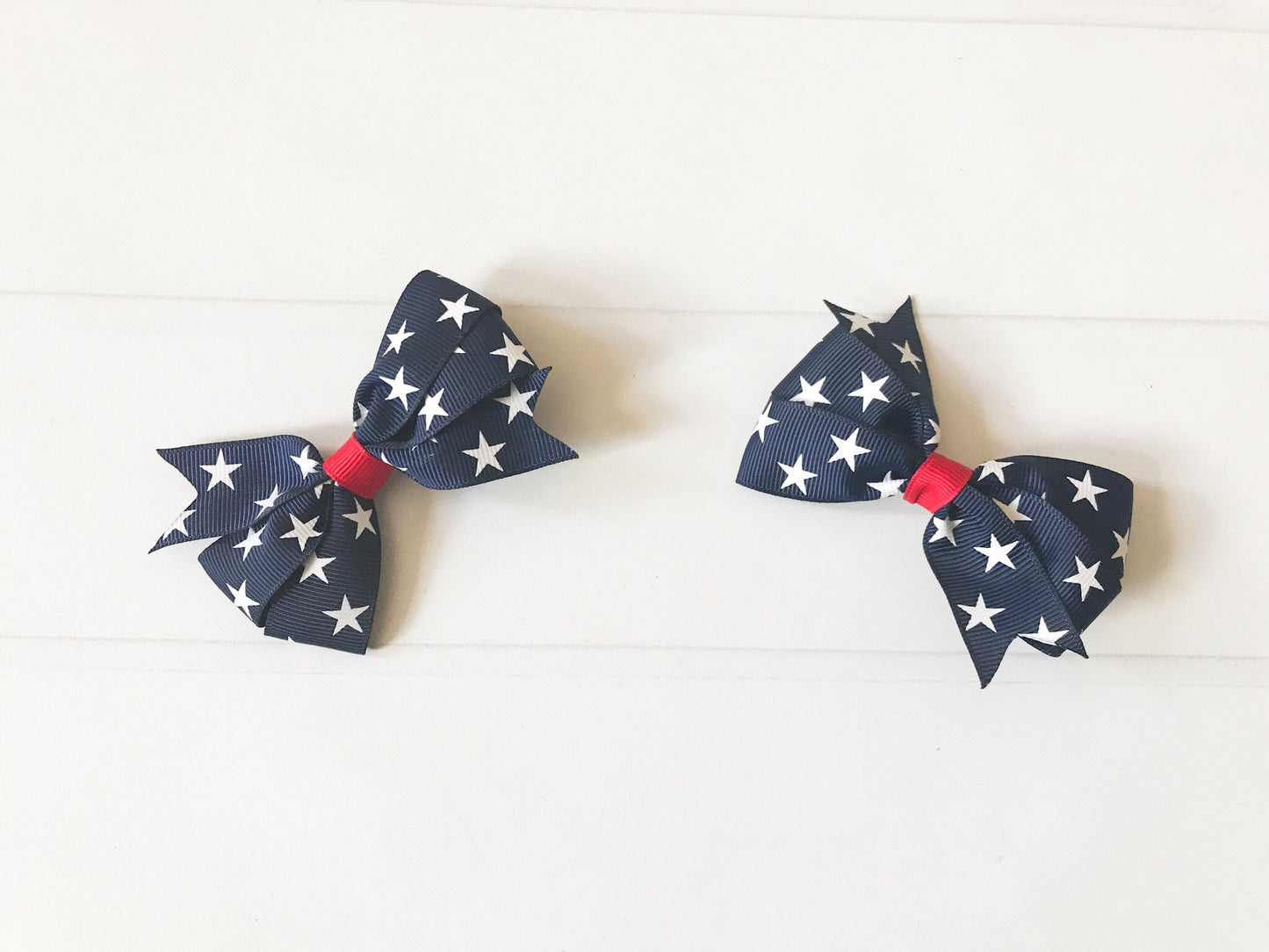 Navy Blue Patriotic Hair Bows I The Enchanted Magnolia
