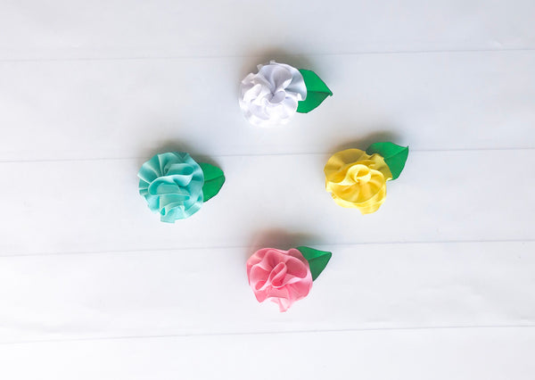 Girls Ribbon Flower Hair Clip Set